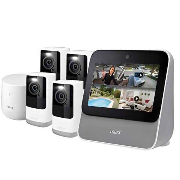 Centro de Cámaras de Seguridad 4 Cámaras con Batería 2K Inalámbricas NVR Pantalla Lorex
