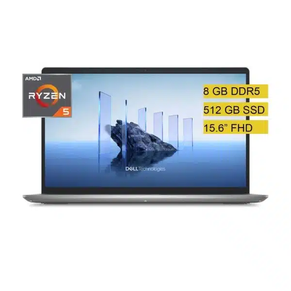 Laptop Dell DC15255 de 15.6" FHD, AMD Ryzen 5-7520U, 8GB RAM, 512GB SSD -Silver-