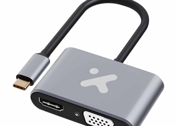 Adaptador multipuerto 2 en 1 XTC-542 USB-C a HDMI y VGA para video y presentación