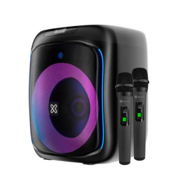 Bocina Klip Xtreme BoomBlaster KLS-655-2M Bluetooth con 2 Micrófonos Inalámbricos y Luces LED