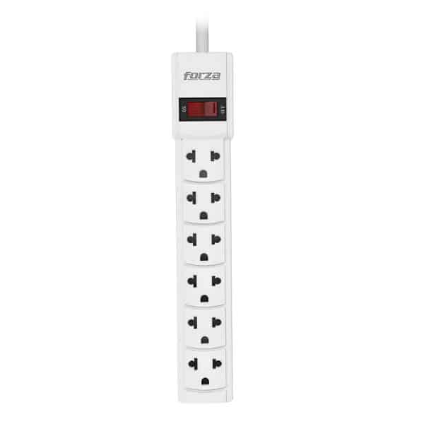 Regleta de 6 Tomas NEMA Universales 2200W Forza PS-001W Blanca