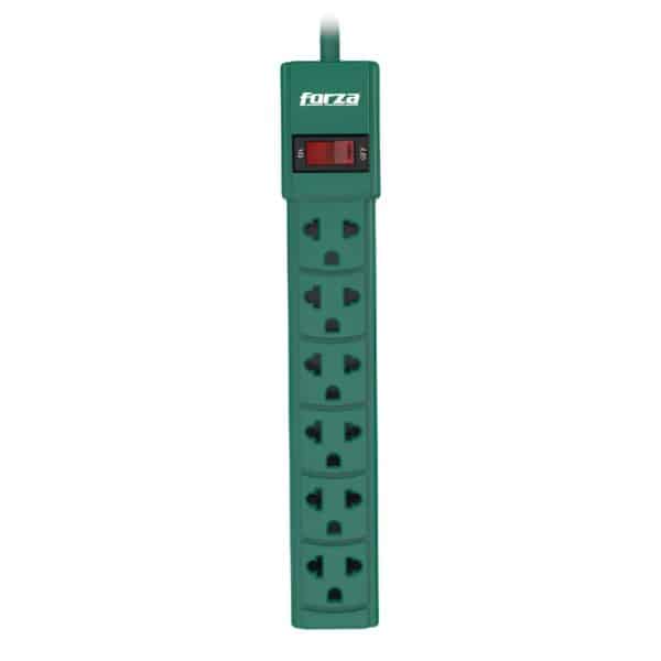 Regleta de 6 Tomas NEMA Universales 2200W Forza PS-001G Verde