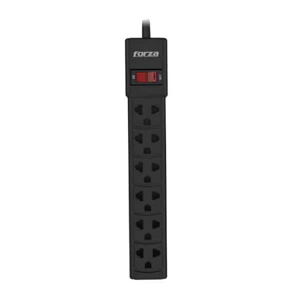 Regleta de 6 Tomas NEMA Universales 2200W Forza PS-001B Negro