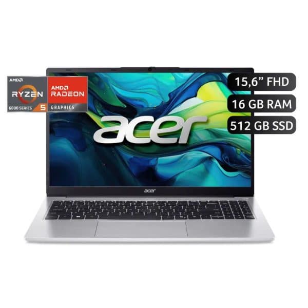 Laptop Acer Aspire Lite 15.6", AMD Ryzen 5 6600H, 16 GB RAM, 512GB SSD, W11 -Gris + Sleeve GRATIS