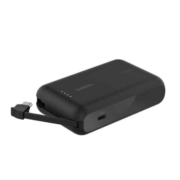 Power Bank 10,000 mAh con Cable USB-C Integrado Belkin BoostCharge Negro