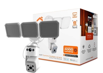 Cámara de Seguridad Wi-Fi PTZ de Doble Lente 2K QHD con Reflector Nexxt Home NHC-FP50DL