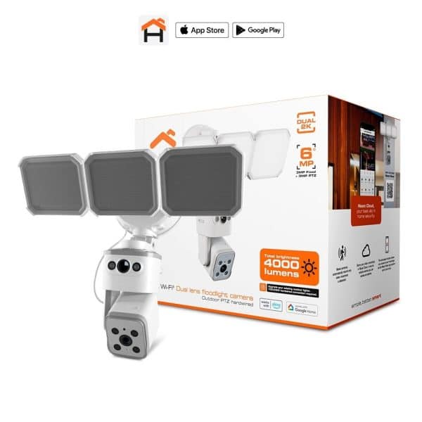 Cámara de Seguridad Wi-Fi PTZ de Doble Lente 2K QHD con Reflector Nexxt Home NHC-FP50DL