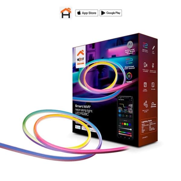 Cinta LED de Neón Inteligente RGBIC Wi-Fi con IA Nexxt Home NHB-S618
