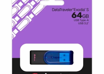 Memoria USB 3.2 Gen 1 de 64 GB, Negro y Azul Kingston DataTraveler Exodia S KC-U3C64-7TB